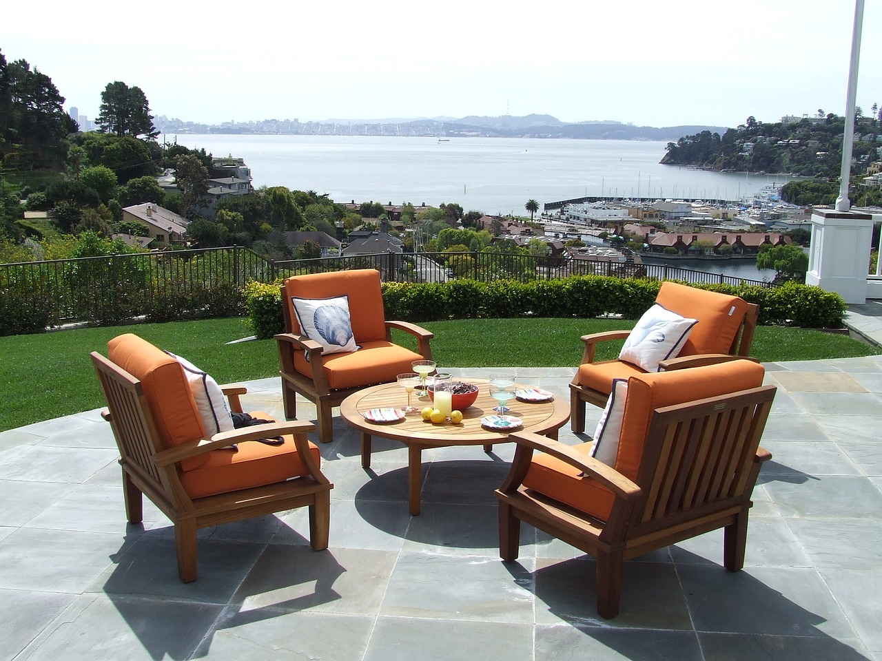Stone patio furniture, rock-hard durability